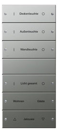GIRA 2136602 Wippenset 6fach (3+3) beschreibbar System 55 Edelstahl