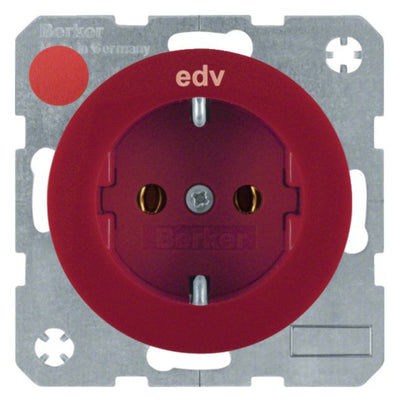Berker 47432022 Steckdose SCHUKO m.Aufdruck R.1/R.3 rot glänzend