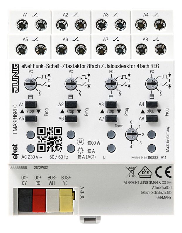 Jung FMAS816REG Funk-Schalt/Jalousie- Aktor 8/4 REG