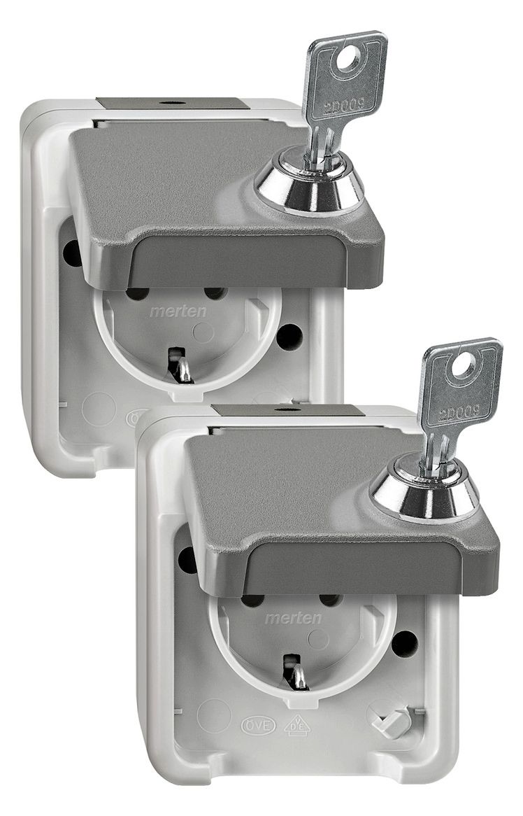 Mert MEG 2424-8029 SCHUKO-Steckdose lichtgrau abschl. 2gleich AQUASTAR