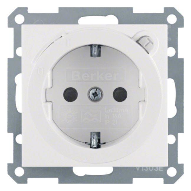 Berker 47088989 Steckdose SCHUKO+Fi u.erh.BS S.1 polarweiß glänzend