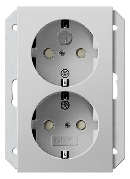 GIRA 2735015 SCHUKO-Doppelsteckdose SH f.UP-Dose 1,5f System 55 Grau matt (la.)