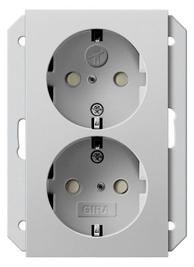 GIRA 2735015 SCHUKO-Doppelsteckdose SH f.UP-Dose 1,5f System 55 Grau matt (la.)