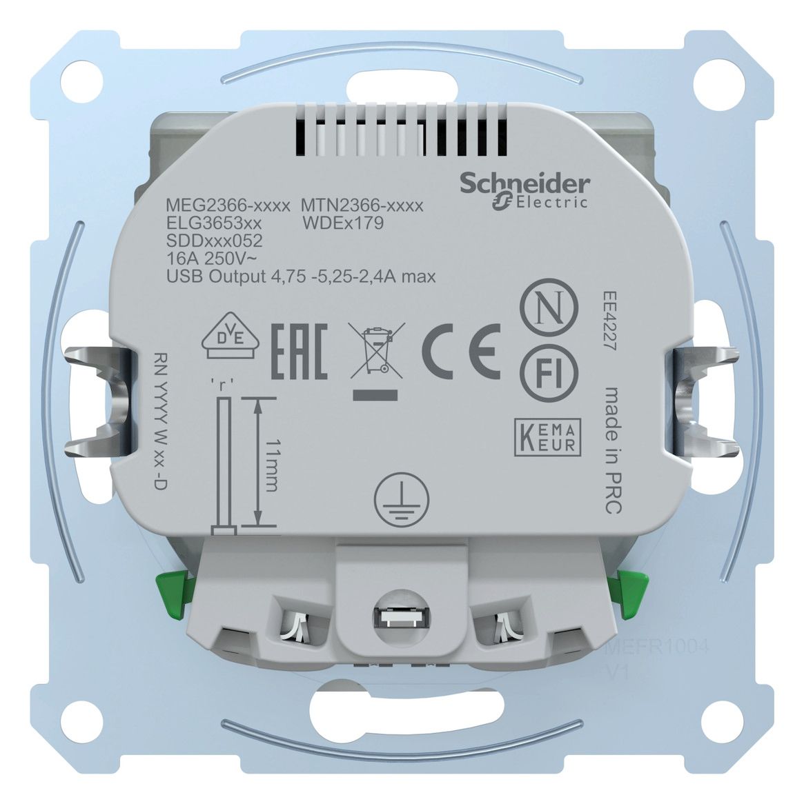 Mert MEG 2366-0325 Schuko-Steckdose m.USB Ladegerät aktivweiß glänzend