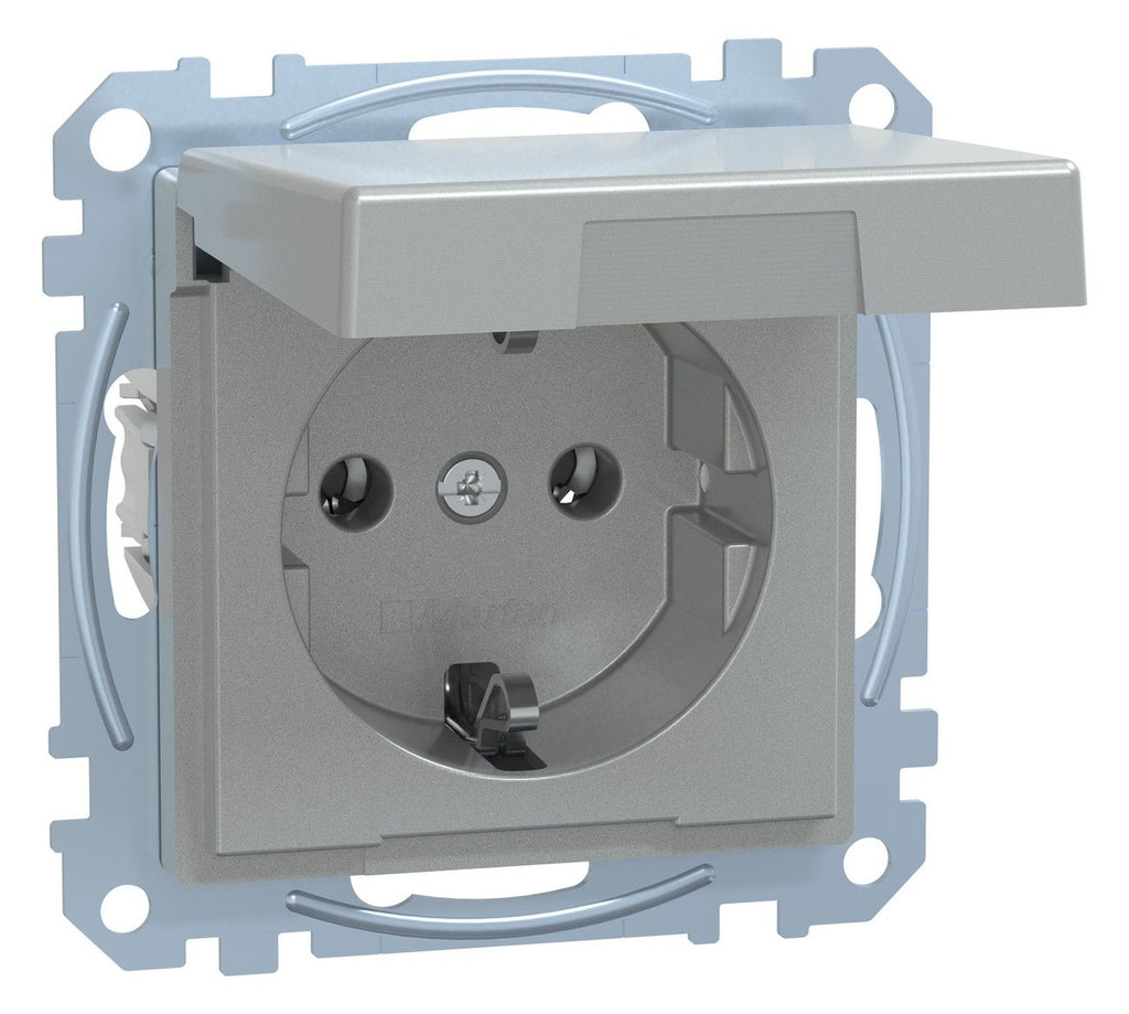 Mert MEG 2311-0460 SCHUKO-Steckdose StK m.Klappdeckel aluminium System M