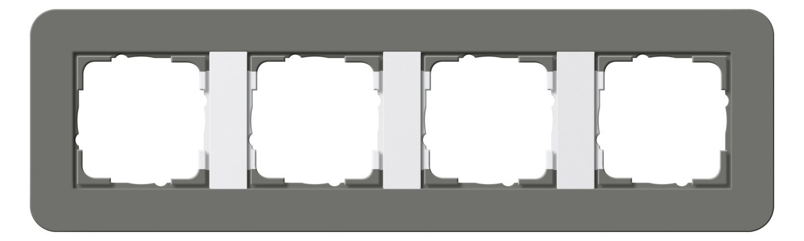 GIRA 0214413 Abdeckrahmen 4fach E3 Dunkelgrau/Reinweiß glänzend Soft-Touch