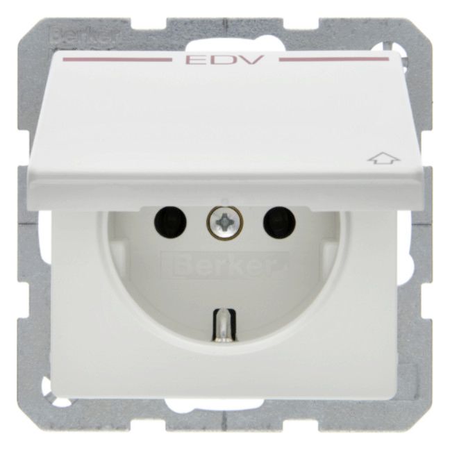 Berker 47516059 Steckdose SCHUKO+Klappd. Q.1/Q.3 polarweiß samt