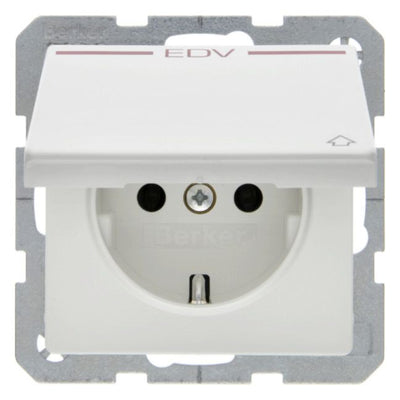 Berker 47516059 Steckdose SCHUKO+Klappd. Q.1/Q.3 polarweiß samt