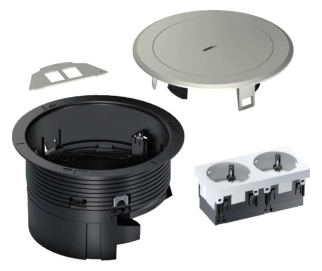 Hager BSR02D02 Installationsdose 2SCHUKO Keystone Typ 01 2f Metall Tubus silber