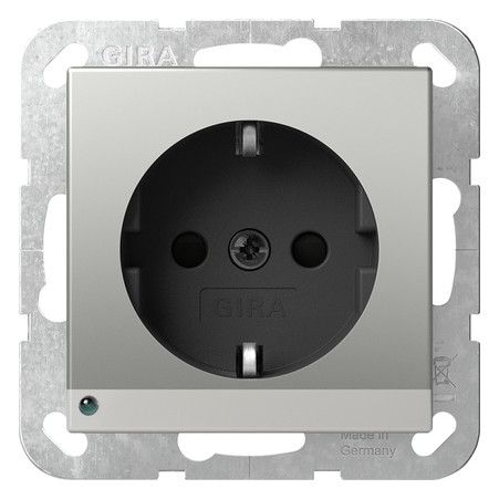GIRA 4170600 SCHUKO-Steckdose LED-Leu.+ Shutter System 55 Edelstahl (lackiert)