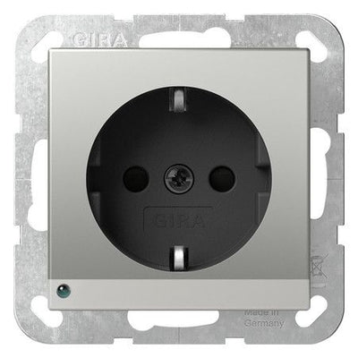 GIRA 4170600 SCHUKO-Steckdose LED-Leu.+ Shutter System 55 Edelstahl (lackiert)