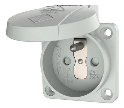 Mennekes 11180 Anbaudose SCHUKO grau 16A 2p+PE 230V IP44 franz. m.Klappdeckel