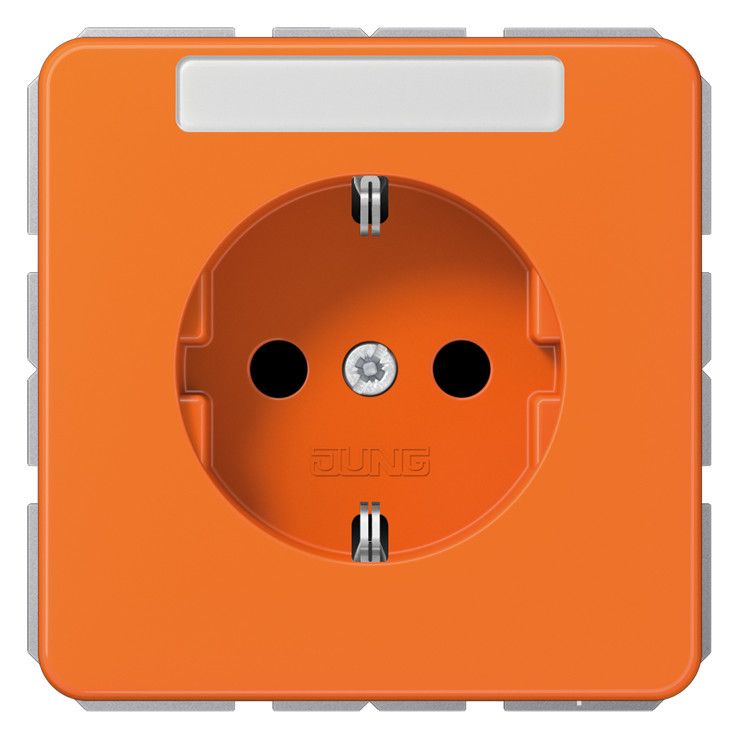 Jung CD1520NBFNAO SCHUKO Steckdose o.Kralle Schriftfeld bruchsicher orange