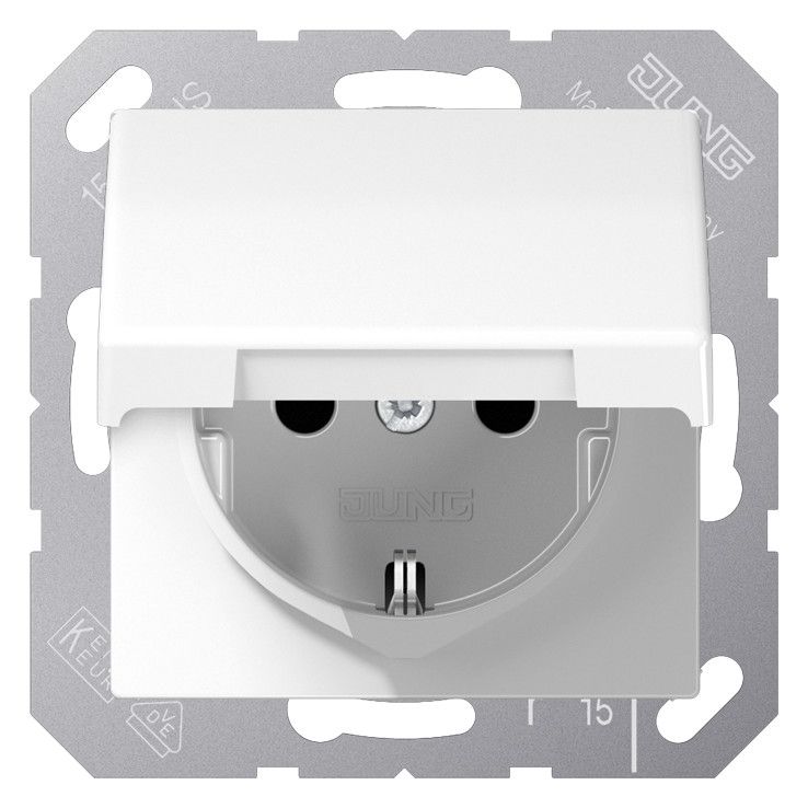Jung AS 1520 NBFKL WW SCHUKO-Steckdose 16A 250V m.Klappd.m.Rückstellfeder L bis