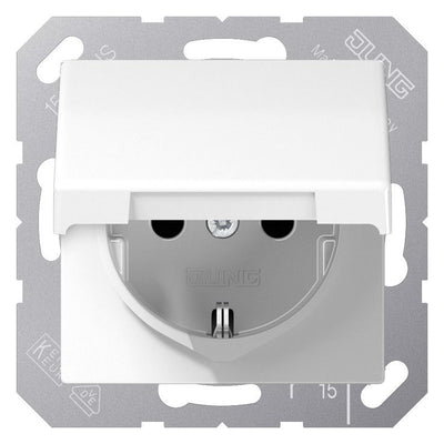 Jung AS 1520 NBFKL WW SCHUKO-Steckdose 16A 250V m.Klappd.m.Rückstellfeder L bis