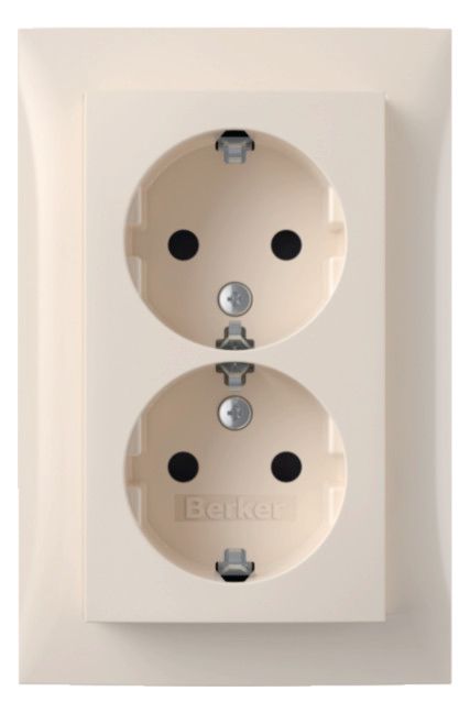Berker 47598982 Doppelsteckdose SCHUKO Abdeckpl.erh.BS Berker S.1 weiß glänzend