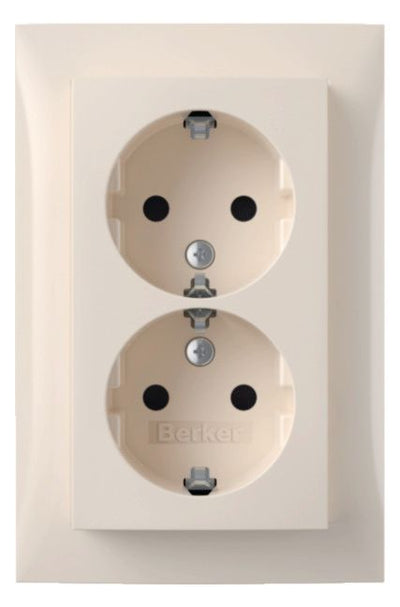 Berker 47598982 Doppelsteckdose SCHUKO Abdeckpl.erh.BS Berker S.1 weiß glänzend