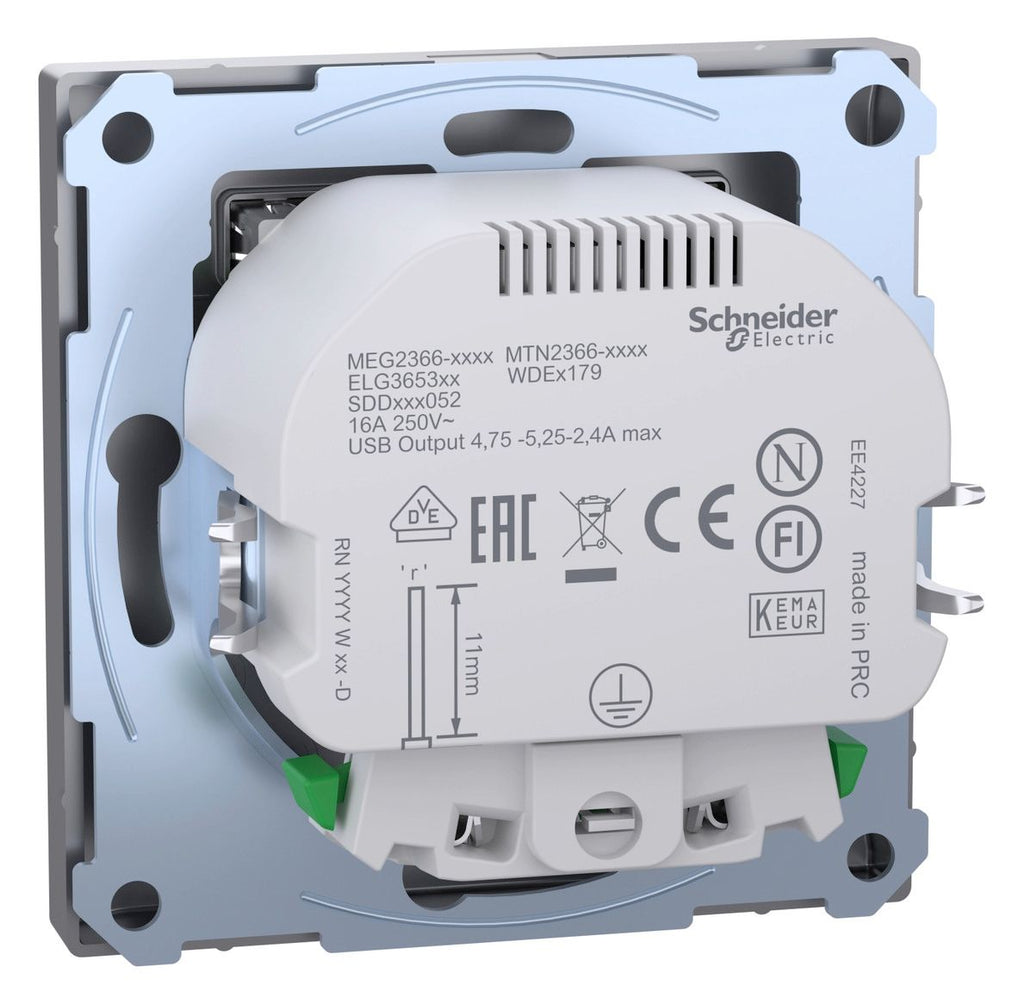 Mert MEG 2366-6036 Schuko-Steckdose m.USB Ladegerät Edelstahl