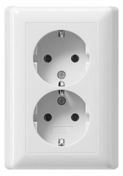 GIRA 078803 SCHUKO-Doppelsteckdose Voll- platte o.Krallen Standard 55 Reinweiß gl