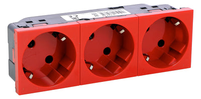 Legrand 077273 Schuko Steckdose 45° 3-fach 6-modulig Mosaic rot