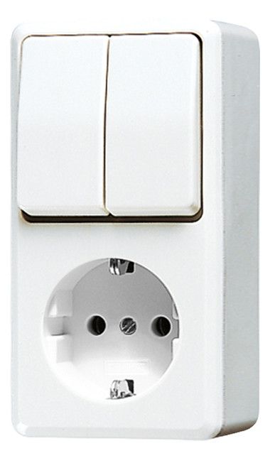 Jung 675 A WW SCHUKO® Steckdose 16 A 250V ~ m.Serienschalter 10 AX 250V ~ AP