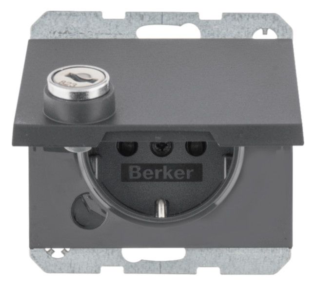 Berker 47637006 SCHUKO Steckdose m.Steckklemme Klappd.Schloss