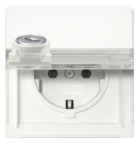 GIRA 446766 SCHUKO-Steckdose Klappdeckel Schloss sortiert+BSF TX_44 Reinweiß