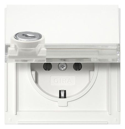 GIRA 446766 SCHUKO-Steckdose Klappdeckel Schloss sortiert+BSF TX_44 Reinweiß