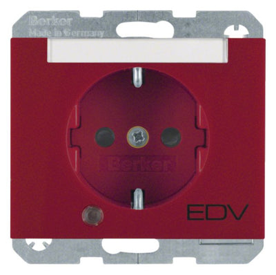 Berker 41107115 Steckdose SCHUKO+LED Kontroll B-feld+erh.BS K.1 rot glänzend