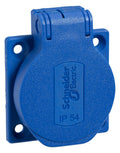 Schneider PKS51B Schukosteckdose blau 2p+E 10/16A 250V f.DE IP54 50x50mm