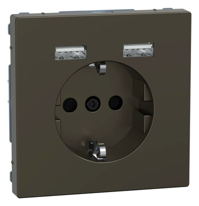 Mert MEG 2366-6052 Schuko-Steckdose m.USB Ladegerät Moccametallic