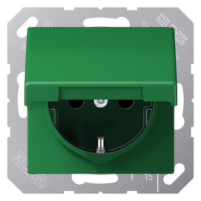 Jung AS 1521 BFKL GN SCHUKO®-Steckdose 16 A 250V ~ Schraubklemmen Klappdeckel