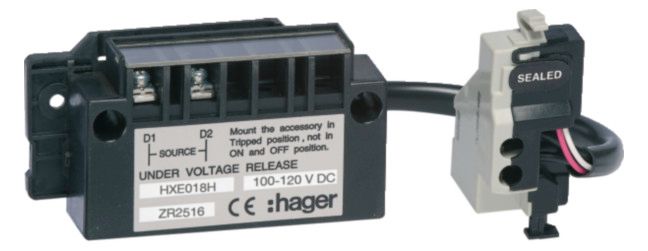 Hager HXE018H Unterspannungsauslöser 100-120VDC h800-1600