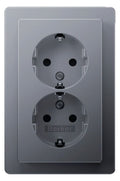 Berker 47596084 Doppelsteckdose SCHUKO Abdeckpl.erh.BS Berker Q.1 alu samt