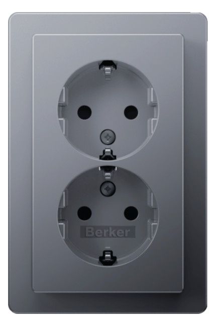 Berker 47596084 Doppelsteckdose SCHUKO Abdeckpl.erh.BS Berker Q.1 alu samt