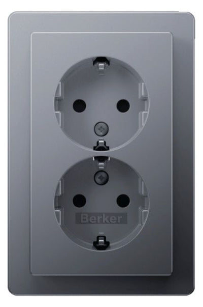 Berker 47596084 Doppelsteckdose SCHUKO Abdeckpl.erh.BS Berker Q.1 alu samt