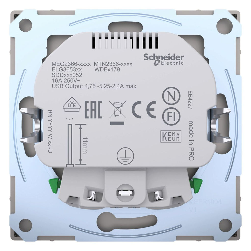Mert MEG 2366-6050 Schuko-Steckdose m.USB Ladegerät Nickelmetallic