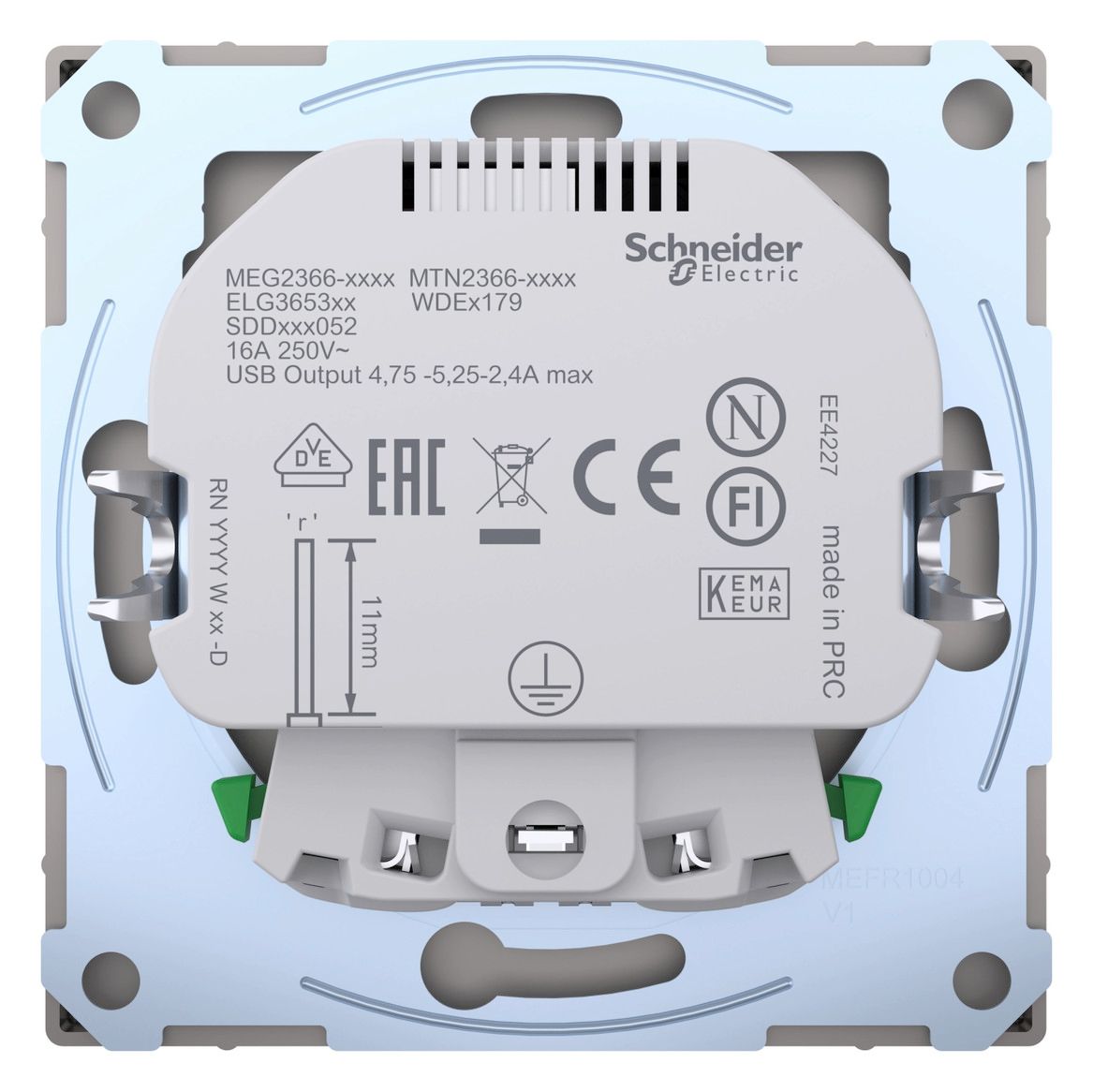 Mert MEG 2366-6050 Schuko-Steckdose m.USB Ladegerät Nickelmetallic