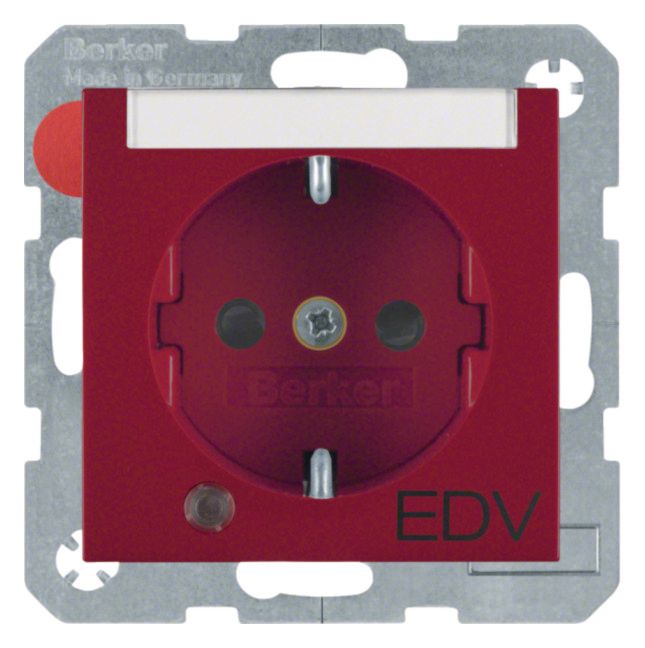 Berker 41101915 Steckdose SCHUKO+LED Kontr. B-feld+erh.BS S.1/B.3/B.7 rot mt