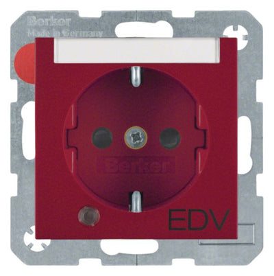 Berker 41101915 Steckdose SCHUKO+LED Kontr. B-feld+erh.BS S.1/B.3/B.7 rot mt