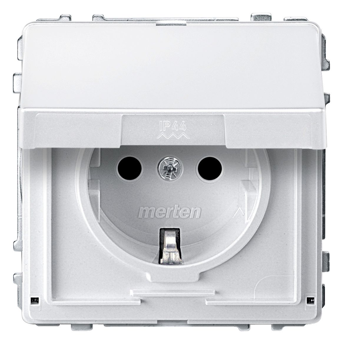 Mert MEG 2310-7219 SCHUKO-Steckdose BRS m.Klappdeckel StK polarweiß AQUADESIGN