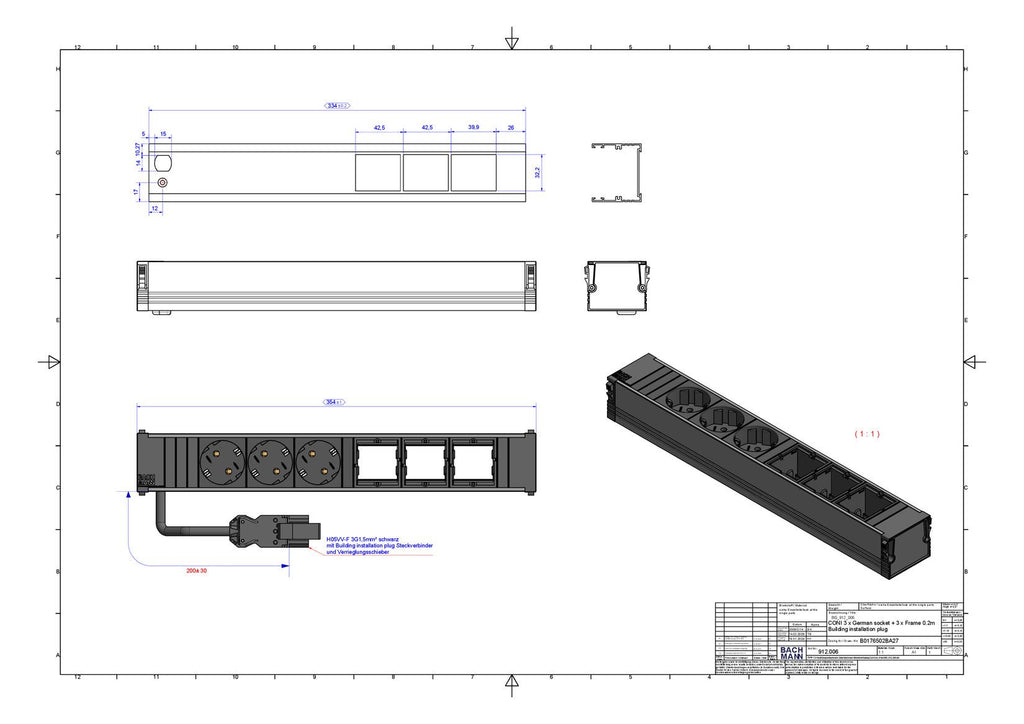 Bachmann 912.006 CONI 3xSchuko 3xABD
