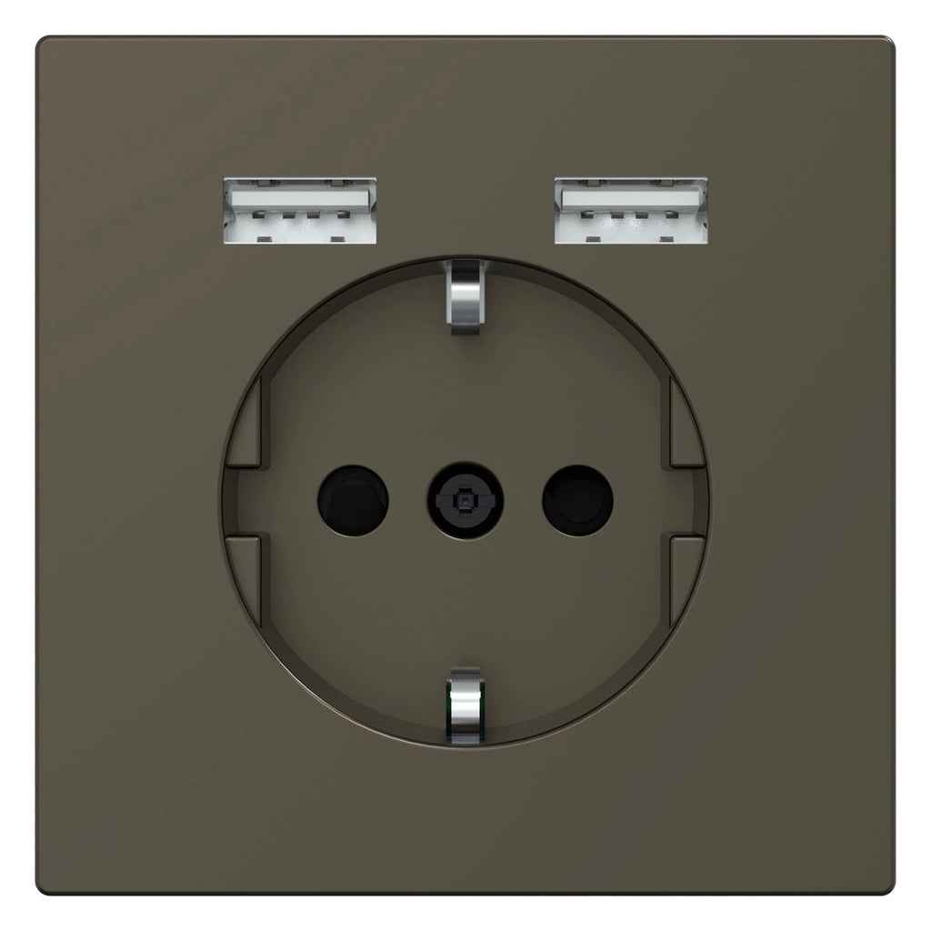 Mert MEG 2366-6052 Schuko-Steckdose m.USB Ladegerät Moccametallic