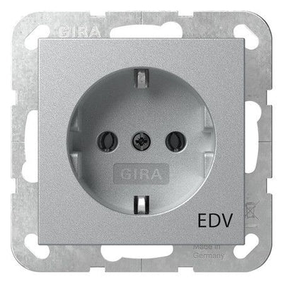 GIRA 445826 SCHUKO-Steckdose Aufdruck EDV System 55 Farbe Alu
