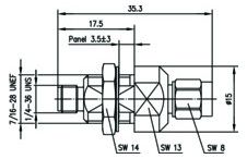 TEGA 100024836 SMA-Überspannungsableiter 50Ohm (f-m) Au