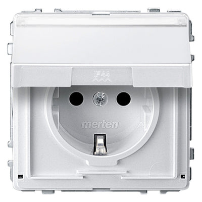 Mert MEG 2312-7219 SCHUKO-Steckdose BRS Klappd.+Schriftf. StK polarweiß AQUA