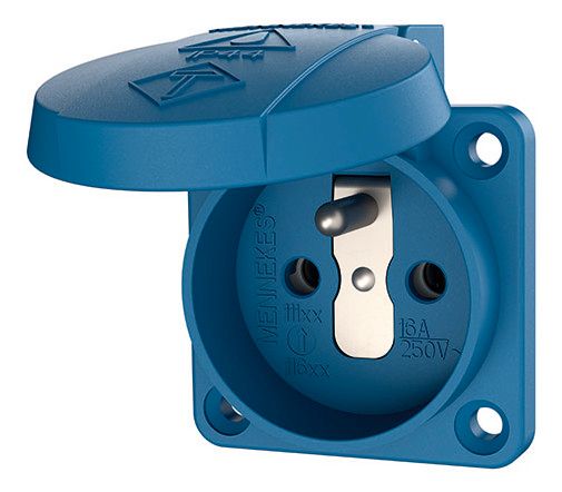 Mennekes 11131 Anbaudose SCHUKO blau 16A 2p+PE 230V IP44 franz. m.Klappdeckel