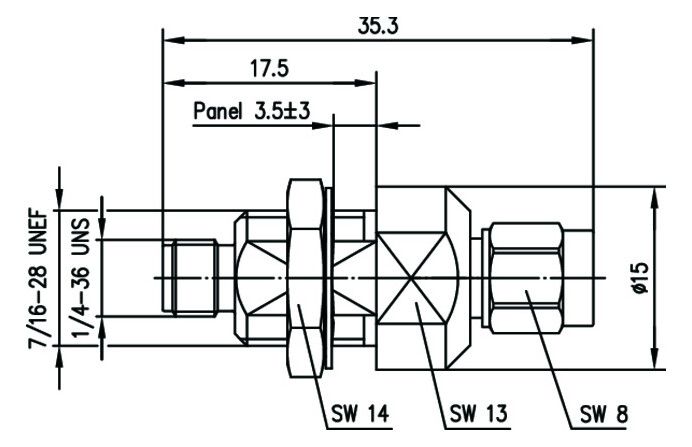 TEGA 100024836 SMA-Überspannungsableiter 50Ohm (f-m) Au
