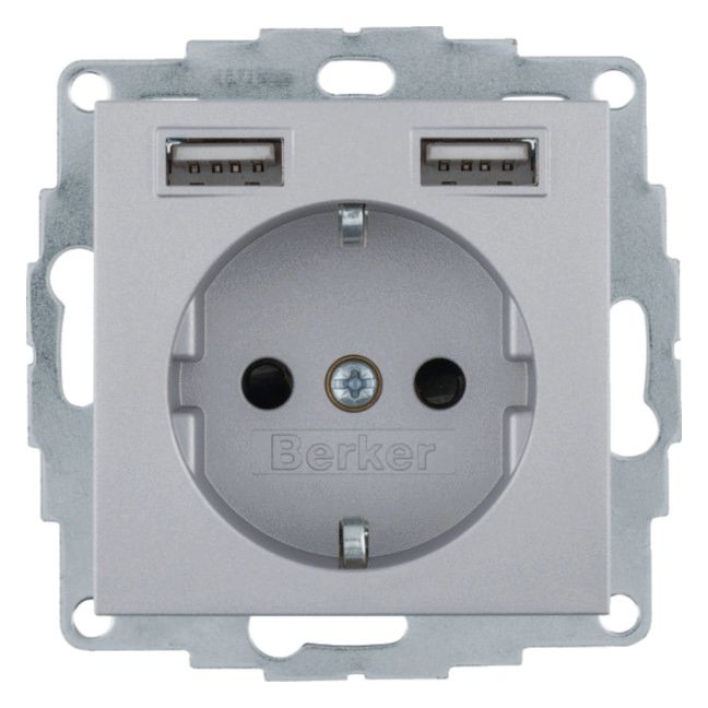 Berker 48031404 Steckdose SCHUKO/USB B.3 alu matt