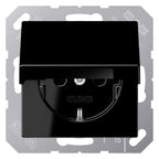 Jung A1520KIKLSW SCHUKO Steckdose Klapp- deckel erh.Ber.schutz Serie A schwarz